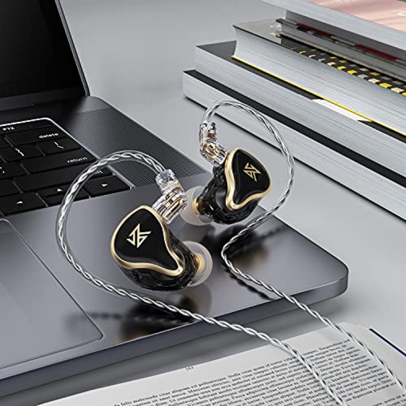 KZ ZAS 이어폰형 헤드폰 유선, IEM 이어폰, 16유닛 하이브리드 고주파 7BA+10mm 듀얼 DD HiFi 스테레오 사운드 이어폰 소음 차단 이어버드(검은색, 마이크 없음)