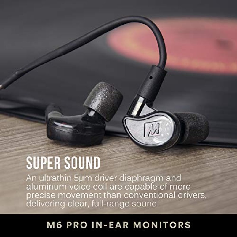 MEE audio M6 PRO 뮤지션용 인이어 모니터 유선 + 무선 콤보 팩: 스테레오 오디오 케이블 및 Bluetooth 오디오 어댑터(검은색) 포함(CMB-M6PROBT-BK)