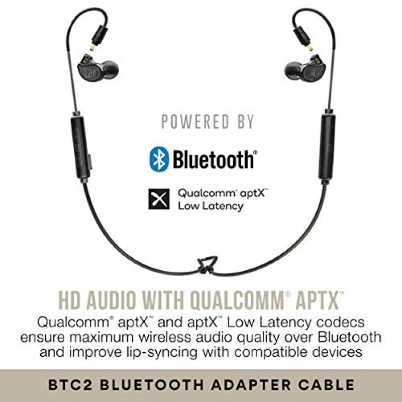 MEE audio M6 PRO 뮤지션용 인이어 모니터 유선 + 무선 콤보 팩: 스테레오 오디오 케이블 및 Bluetooth 오디오 어댑터(검은색) 포함(CMB-M6PROBT-BK)