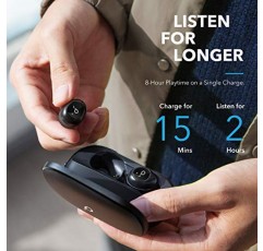 Soundcore Liberty 진정한 무선 이어버드, 100시간 재생 시간, 그래핀 사운드, 빠른 충전, 안전한 핏, Bluetooth 5, 손쉬운 페어링, 스마트 AI가 탑재된 땀 방지 진정한 무선 이어버드, 스테레오 핸즈프리 통화