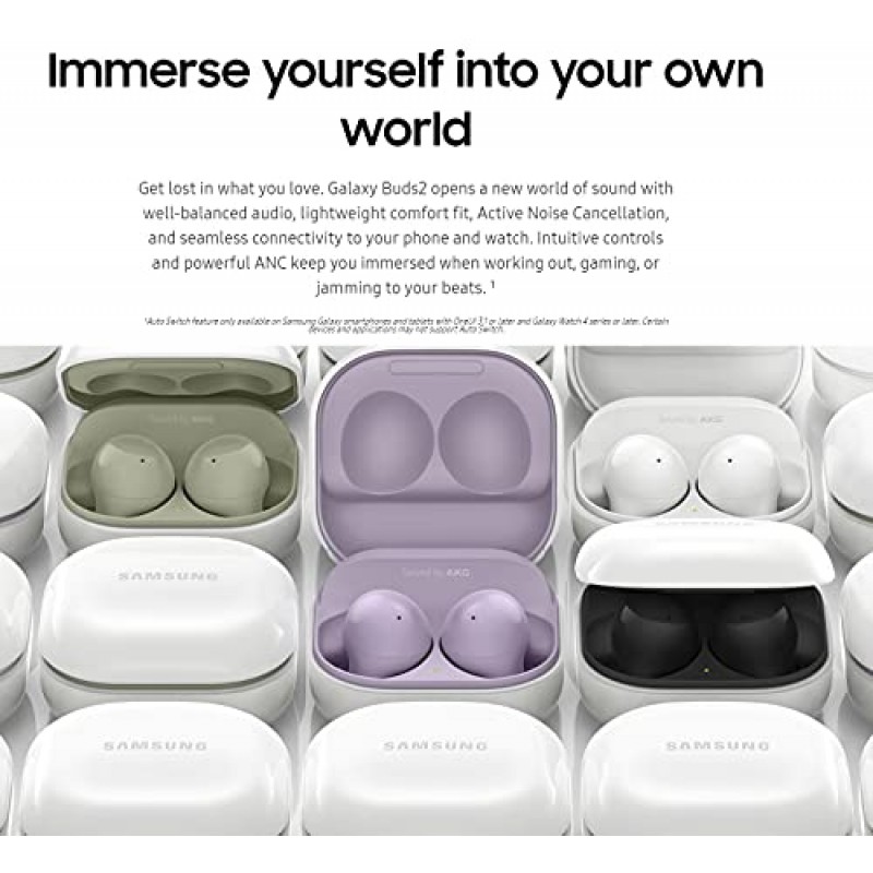 SAMSUNG Galaxy Buds 2 진정한 무선 이어버드 소음 차단 주변 소리 Bluetooth 경량 컴포트 핏 터치 컨트롤 미국 버전, 블랙 그래파이트(갱신)