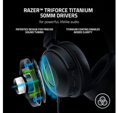 Razer Kraken V3 Pro HyperSense 무선 게이밍 헤드셋(햅틱 기술 포함): Triforce 티타늄 50mm 드라이버 - THX 공간 오디오 - 초고속 무선 - 패브릭 및 인조 가죽 메모리 폼 쿠션(리뉴얼)