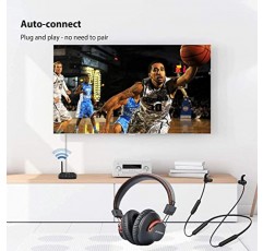 Avantree HT5006 및 오디션, 번들 - TV 시청을 위한 Bluetooth 송신기가 포함된 무선 넥밴드 이어폰, 바이패스 기능, 광학 디지털 RCA 3.5mm AUX 및 추가 무선 오버이어 TV 헤드폰