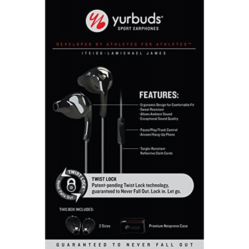 팔 포켓 Yurbuds 시그니처 시리즈 Pete Jacobs 플러스 반사 천 코드 스포츠 이어버드