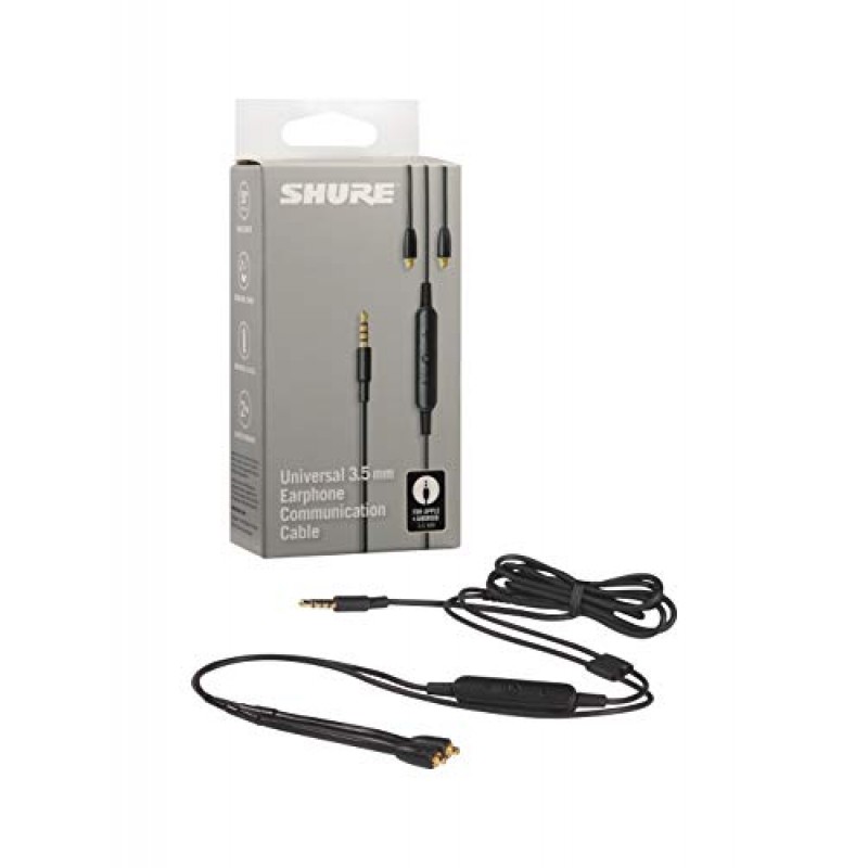 Shure SE215 Pro 이어폰형, 파란색 분리형 및 Shure 범용 통신 케이블, 검정색