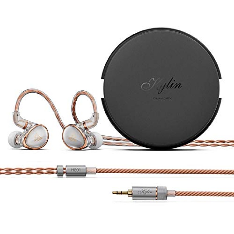 erjigo WHIZZER Kylin·HE01 인이어 모니터, 음악가 오디오파일을 위한 컴포지트 다이나믹 HiFi 경량 IEM 유선 이어폰/이어버드/헤드폰