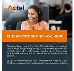 Axtel 번들 Elite HDvoice Duo NC(AXC-HISHD 케이블 포함) | 소음 제거 - Avaya 1600/9600 시리즈 IP 전화기와 호환 가능 | 최대 8레벨까지 마이크 증폭기가 포함된 케이블