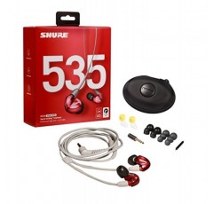 Shure SE535LTD 인이어 무선 헤드폰, 빨간색 분리형 및 분리형 Se 소음 차단 이어폰용 Shure 범용 통신 케이블, 검정색