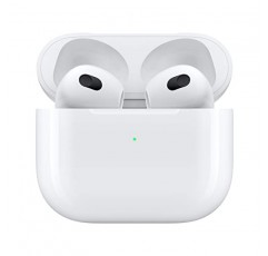 Lightning 충전 케이스가 포함된 Apple AirPods(3세대) 무선 이어버드. 공간 오디오, 땀 및 방수 기능, 최대 30시간의 배터리 수명. iPhone용 블루투스 헤드폰