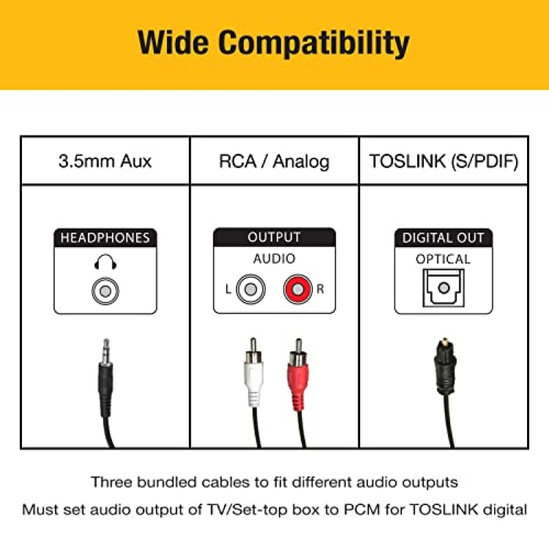 HomeSpot Bluetooth 5.3 aptX LL 송신기를 갖춘 TV 시청용 무선 넥밴드 헤드폰 지연 없음 경량 고음량 노인에게 적합 3.5mm Aux RCA TOSLINK 광학