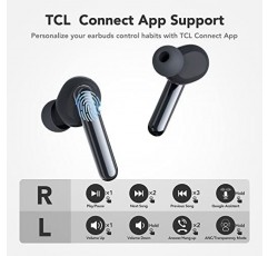 TCL S600 무선 이어버드(마이크 6개 내장) 듀얼 블루투스 헤드폰 능동형 소음 제거 Auriclees Inalámbricos IPX5 방수 스포츠 작업 게임용 프리미엄 중저음 헤드셋 32H, 블랙