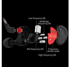 EZ EAR KZ AS10 HiFi 유선 이어버드(이어 모니터 헤드폰), 평형 전기자 5BA 유선 이어폰 소음 차단 음악가 가수 무대용 고해상도 헤드셋