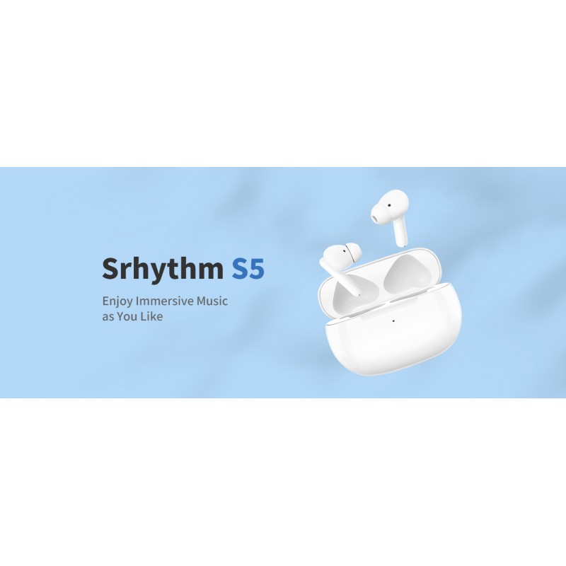 Srhythm S5 무선 이어버드, 하이브리드 능동형 소음 차단 Bluetooth 5.3 TWS 이어버드 주변 사운드 인이어 헤드폰, HiFi 스테레오 딥 베이스, AI 강화 통화, 36H 재생 시간 컴포트 이어폰