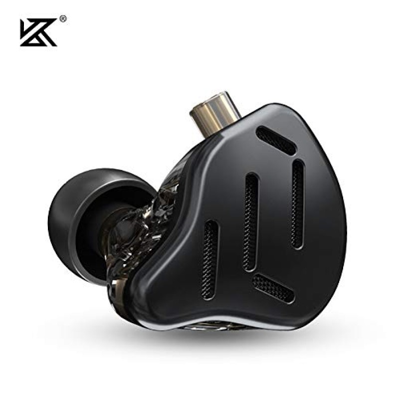 KZ Zax 인이어 모니터, 16유닛 하이브리드 이어폰, HiFi 스테레오 소음 차단 스포츠 IEM 유선 이어버드/헤드폰(음악가 오디오파일용 분리형 케이블 포함)(마이크 포함, 검은색)