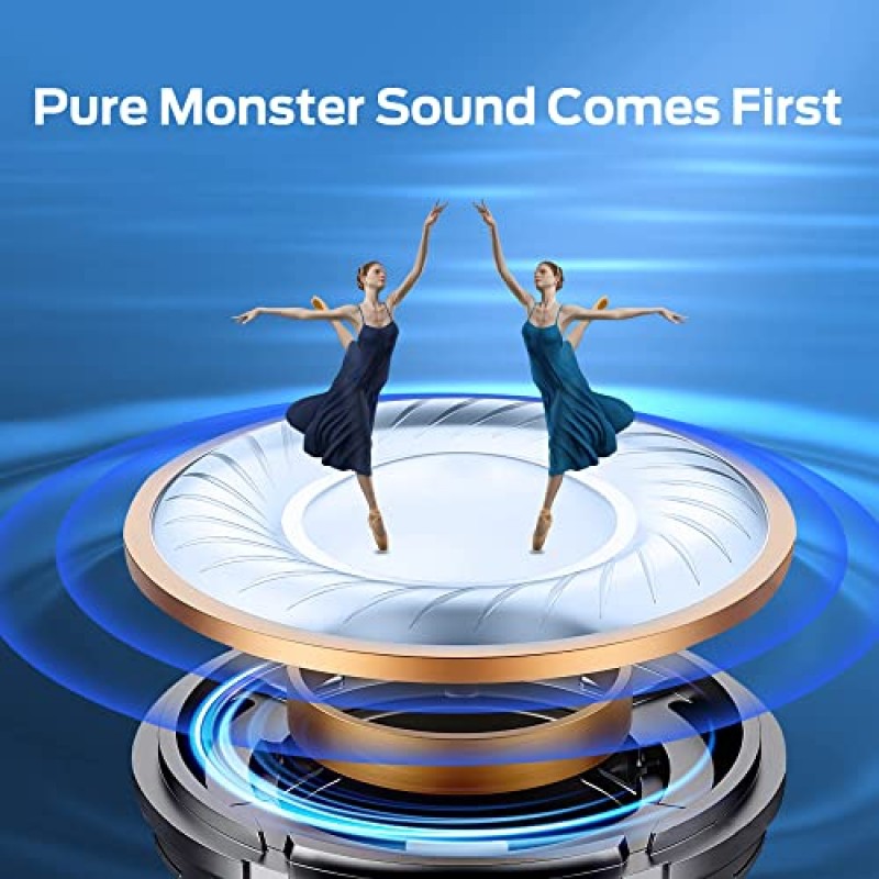 Monster Aria 무료 개방형 헤드폰 무선 Bluetooth, 공기 전도 헤드폰 Bluetooth 5.3 스포츠, 내장 마이크가 있는 ENC Clear Talk, 달리기, 사이클링, 하이킹, 운전용 8H 재생 헤드셋