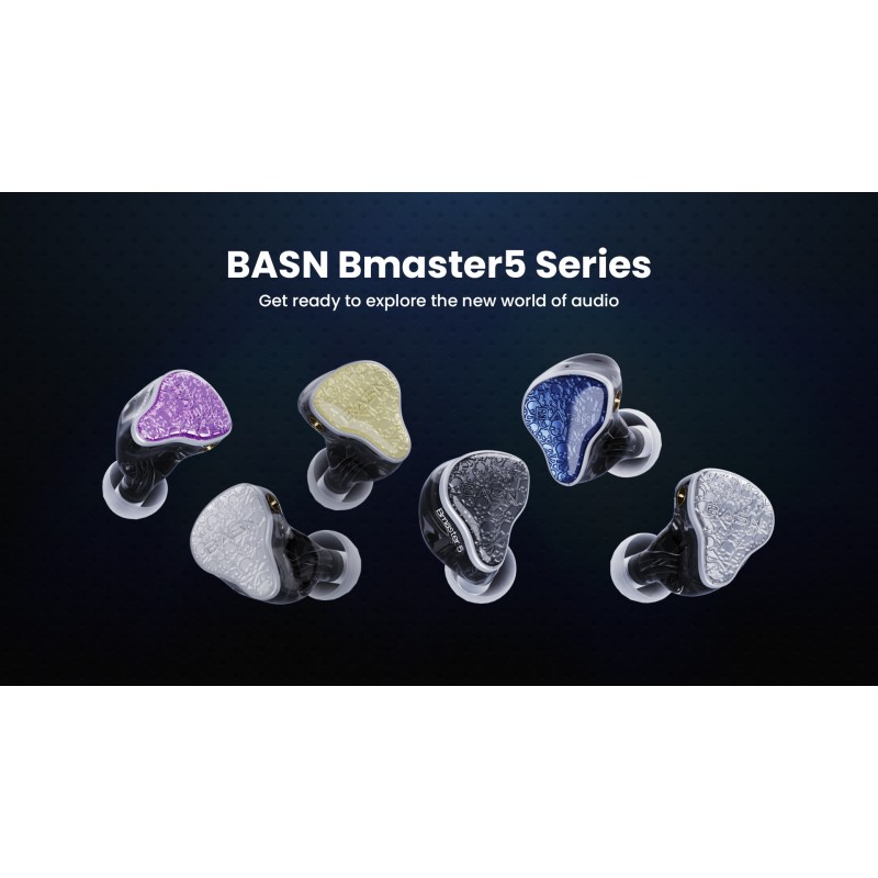 BASN Bmaster5 이어폰 모니터, 1DLC 다이어프램 + 4BA 5 드라이버 IEM 이어폰, 은도금 OFC 케이블, 음악가용 소음 차단 유선 이어버드(보라색)