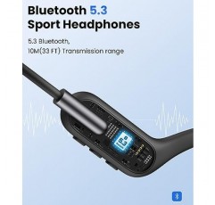 골전도 헤드폰, 무선 오픈 이어 헤드폰, 마이크가 포함된 Bluetooth 5.3 - MP3 재생 내장형 32GB 메모리, 체육관 운동 수영 달리기 사이클링을 위한 IPX8 방수 스포츠 헤드폰.