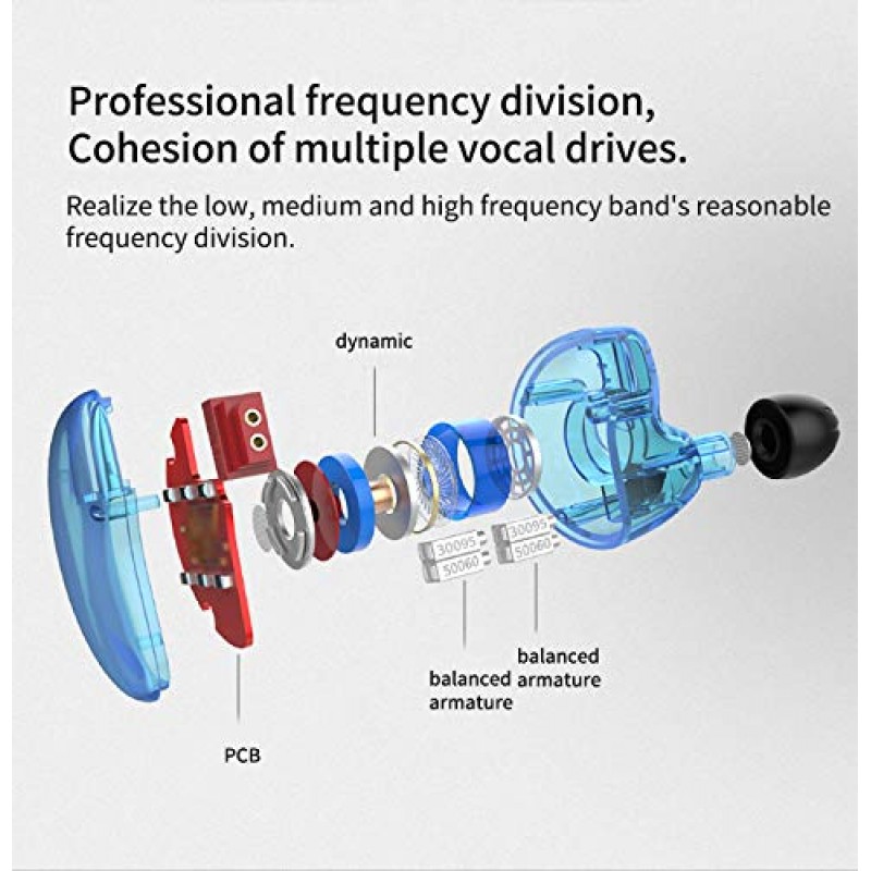 KZ ZS10 유선 이어폰 인이어 헤드폰, 하이브리드 드라이버 5개 KZ 이어버드 HiFi 스테레오 헤드셋 소음 차단 이어폰(마이크 없음, 빨간색)