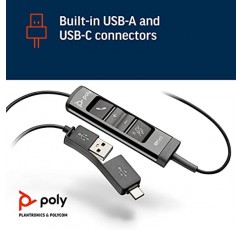Poly(Plantronics + Polycom) EncorePro 545 USB-A 및 USB-C USB 헤드셋(Plantronics) - 청력 보호 - 보류 및 통화 응답 버튼 - 컨버터블 착용 스타일, 검은색, 표준 버전