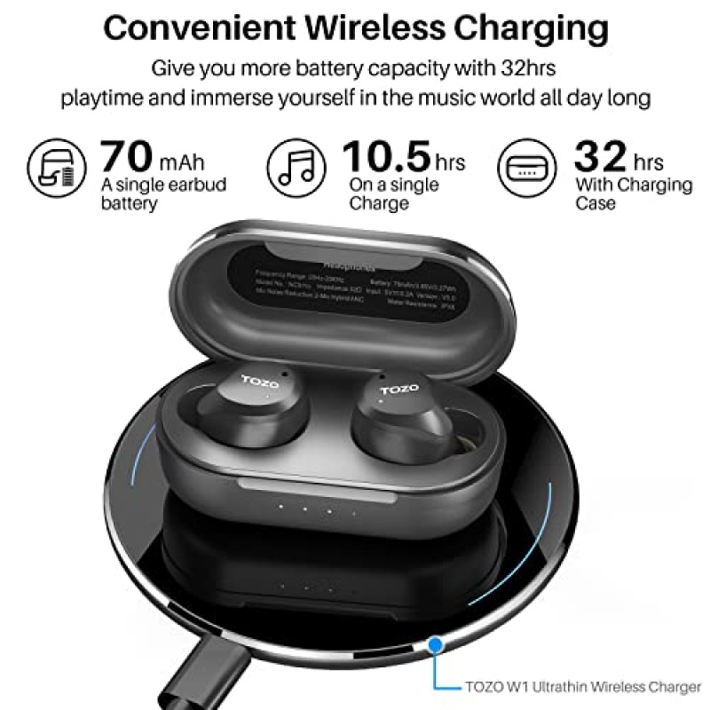 TOZO NC9 Pro 2022 버전 하이브리드 능동형 소음 차단 무선 이어버드 IPX6 방수 블루투스 이어폰형 헤드폰 블루투스 5.2 스테레오 이어폰, 몰입형 사운드 프리미엄 딥 베이스 헤드셋