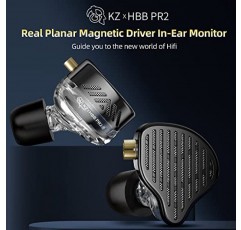 KZ x HBB PR2 iem 이어폰, 13.2mm 평면 마그네틱 드라이버, 편안한 착용감 유선 KZ 이어버드 이어폰 모니터 헤드폰, 깨끗하고 자연스러운 사운드 메모리 폼 이어팁(마이크 포함)