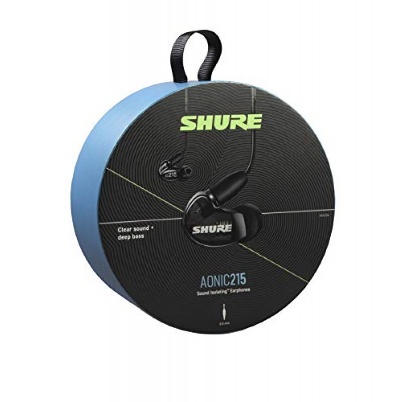 Shure AONIC 215 유선 소음 차단 이어버드, 클리어 사운드, 블랙 & EATFL1-6 SE 모델 이어폰용 삼중 플랜지 슬리브, KSE1500, E3c, E4c, E5c, E500PTH, i3c 및 i4c 모델, 화이트