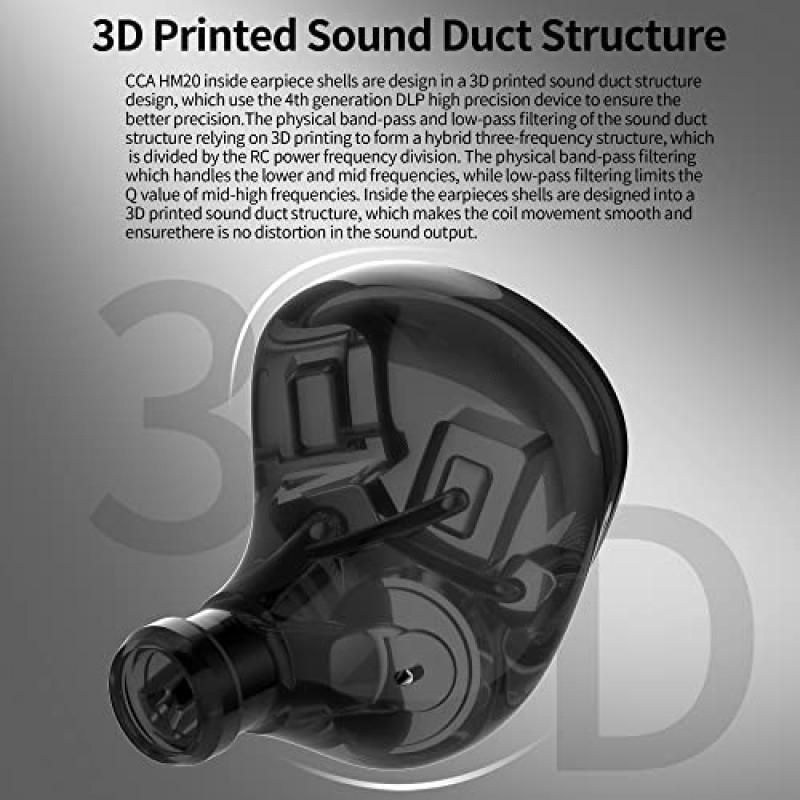erjigo 인이어 모니터, CCA HM20 16유닛 하이브리드 이어폰, HiFi 스테레오 소음 차단 스포츠 IEM 유선 이어버드/헤드폰(음악가 오디오파일용 분리형 케이블 포함)(검은색, 마이크 없음)
