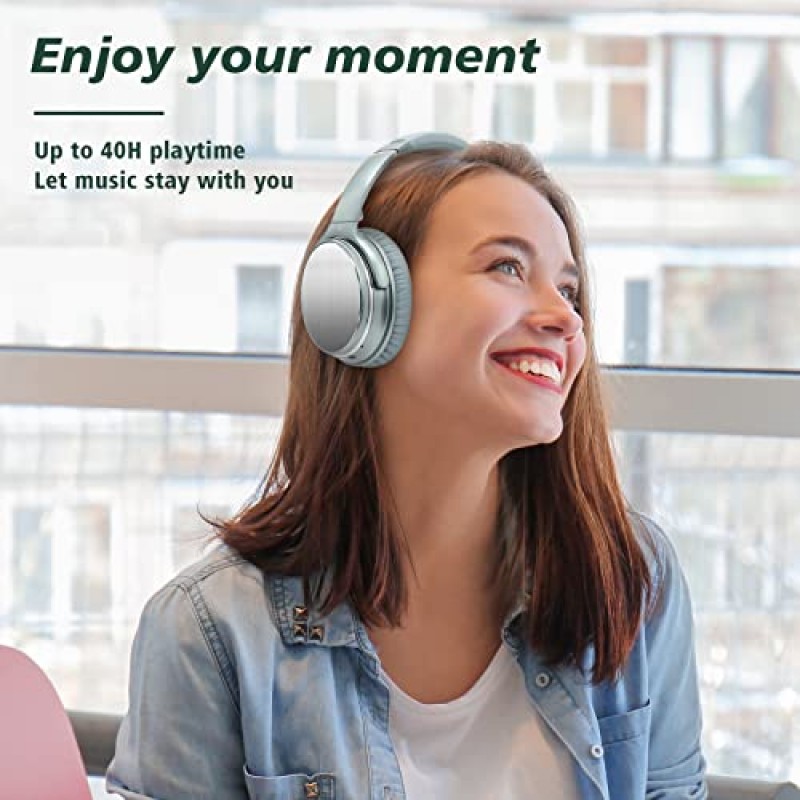 Srhythm NiceComfort 25Pro 능동형 소음 차단 헤드폰 무선, 블루투스 헤드셋(게임 모드 포함) 녹색