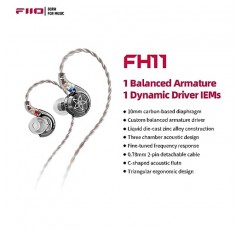 FiiO FH11 HiFi 1DD + 1BA 하이브리드 드라이버 이어폰 형 IEM 이어폰 (분리형 0.78 2Pin 케이블 포함) 음악가/오디오 애호가 용 HiFi 스테레오 유선 이어 버드