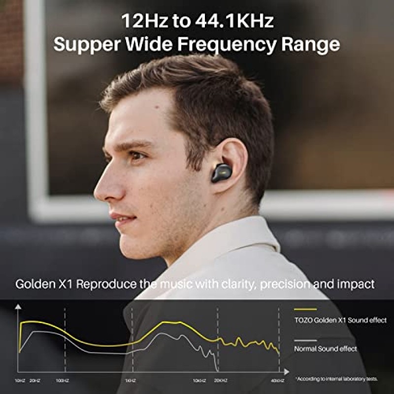 TOZO Golden X1 무선 이어버드 평형 전기자 드라이버 및 하이브리드 다이내믹 드라이버, Bluetooth 헤드폰 OrigX Pro, LDAC 및 고해상도 오디오 무선, 환경 능동형 소음 제거 헤드셋 블랙