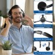AI 소음 제거 마이크가 장착된 Pointcinco Bluetooth 헤드셋, 스테레오 HiFi Bluetooth 헤드폰, 컴퓨터용 USB 동글이 장착된 무선 헤드셋 사무실 콜 센터 Skype Zoom Meeting Trucker