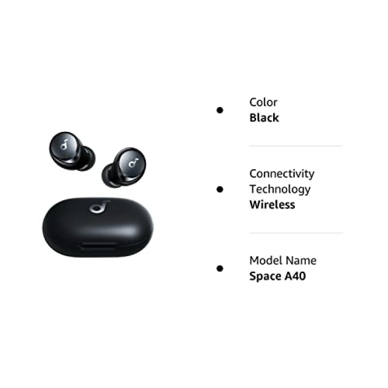 Anker Space A40의 Soundcore 자동 조정 가능한 능동형 소음 차단 무선 이어버드, 최대 98%까지 소음 감소, 50H 재생 시간, 고해상도 사운드, 앱 사용자 정의, 무선 충전(갱신)