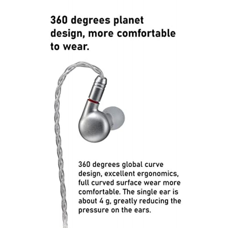 Kinboofi TINHIFI C5 이어폰 모니터 헤드폰, 맞춤형 밸런스드 아마츄어 드라이버 HiFi IEM 이어폰, 오디오 애호가용 0.78mm 2Pin 케이블이 있는 이어폰 모니터