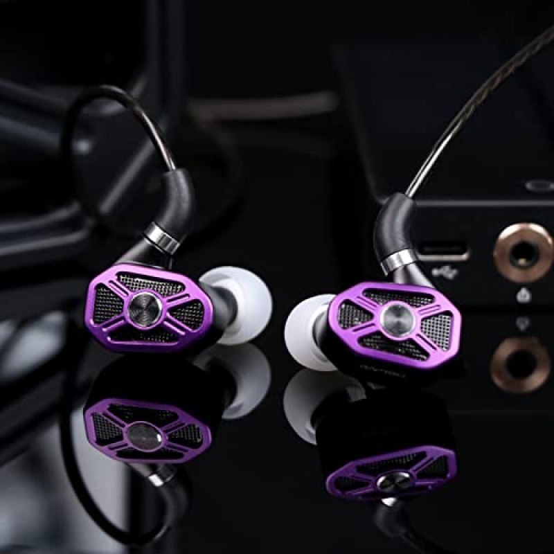 Linsoul Raptgo Bridge 2BA+2DD+PZT Tribrid 인이어 모니터, 튜닝 스위치가 있는 HiFi IEM, 교체 가능한 금속 필터, 음악가 오디오파일 DJ 스튜디오용 4방향 크로스오버(보라색, 브리지)