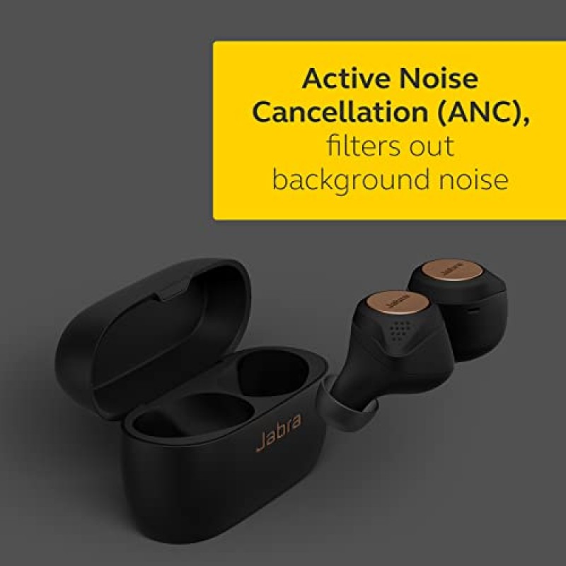 Jabra Elite Active 75t True Wireless Bluetooth 이어버드, 코퍼 블랙 - 러닝 및 스포츠용 무선 이어버드, 충전 케이스 포함, 24시간 배터리, 능동형 소음 차단 스포츠 이어버드