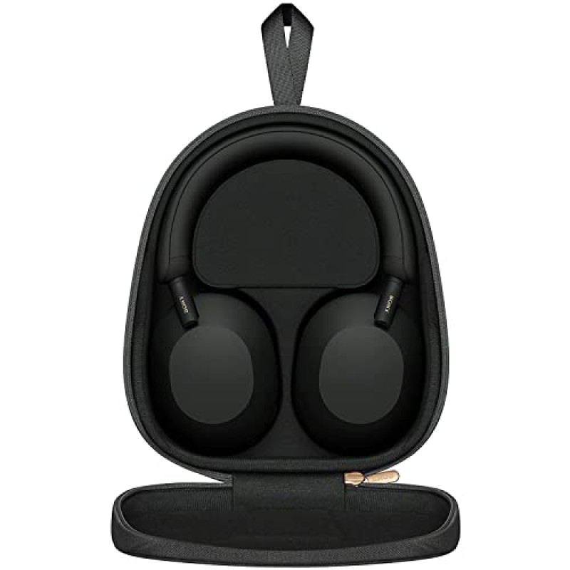 소니 WH-1000XM5 무선 업계 최고의 소음 차단 헤드폰, 데코 기어 우드 헤드폰 디스플레이 스탠드 및 보호용 여행용 휴대용 케이스가 포함된 블랙 번들
