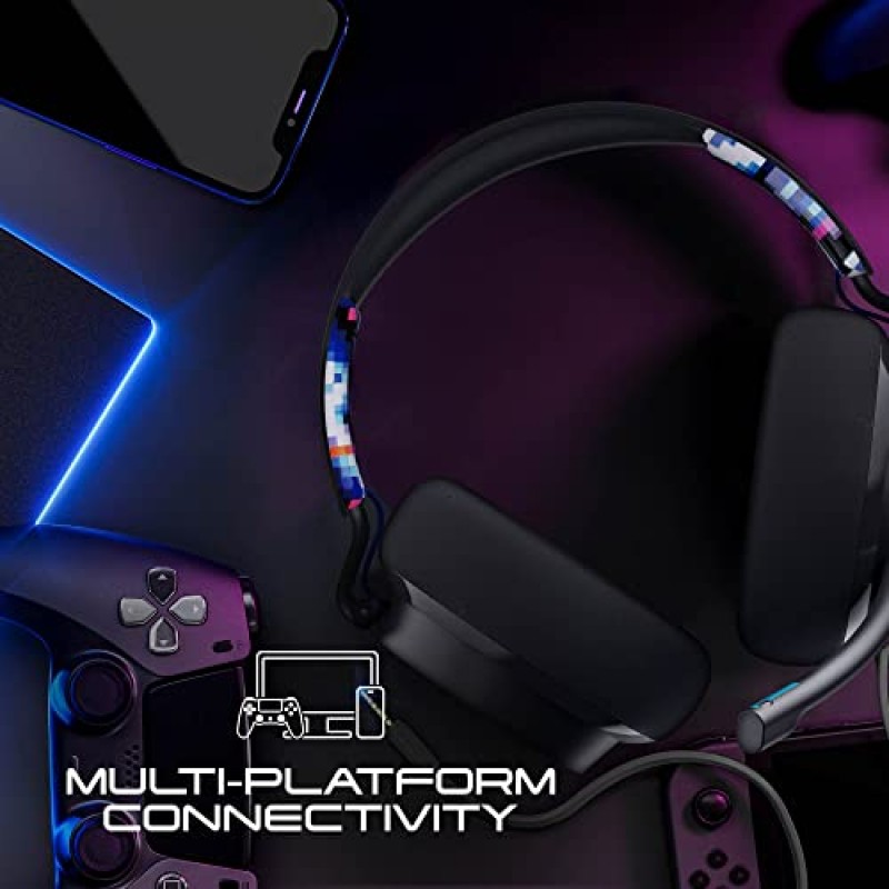 Skullcandy SLYR Pro 멀티 플랫폼 오버이어 유선 게이밍 헤드셋, 향상된 음향 인식, AI 마이크, Xbox Playstation 및 PC와 작동 - 블루