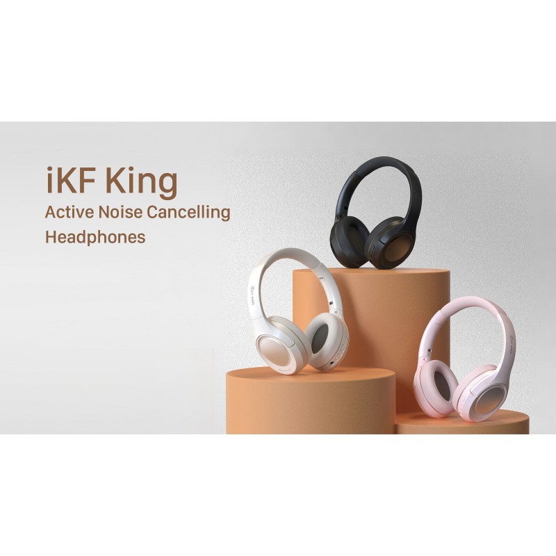 iKF King Wireless Bluetooth V5.3 헤드폰 - 마이크가 포함된 능동형 소음 차단 오버이어 헤드셋, 게임 모드, 80시간 재생 시간, 접이식, HiFi 사운드, 온라인 수업 및 홈 오피스용(청록색)