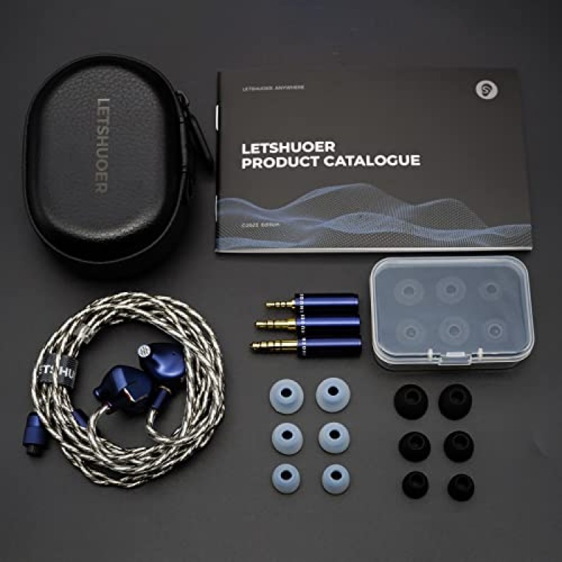 LETSHUOER S12 Pro 14.8mm 평면 자기 드라이버 이어폰 모니터, CNC 가공 알루미늄 합금 귀 구멍이 있는 HiFi IEM 이어폰(블루, S12 PRO)
