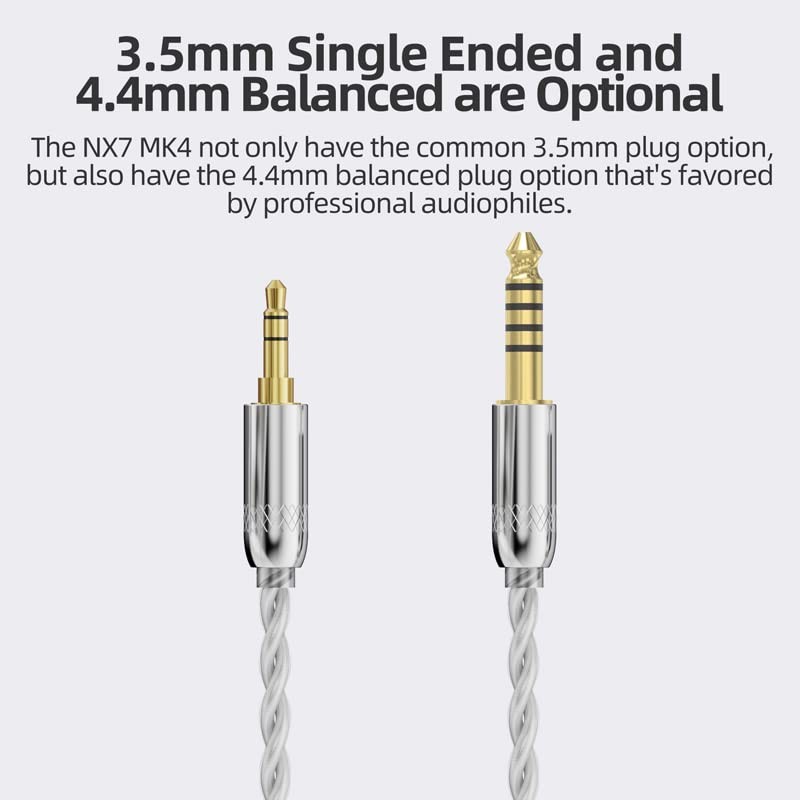 Linsoul NICEHCK NX7 MK4 4BA+2DD+ PZT 드라이버 하이브리드 IEM 이어폰, 분리형 2핀 OCC 및 은도금 혼합 케이블, 오디오파일용 교체 가능한 튜닝 필터(NX7 MK4, 4.4mm)
