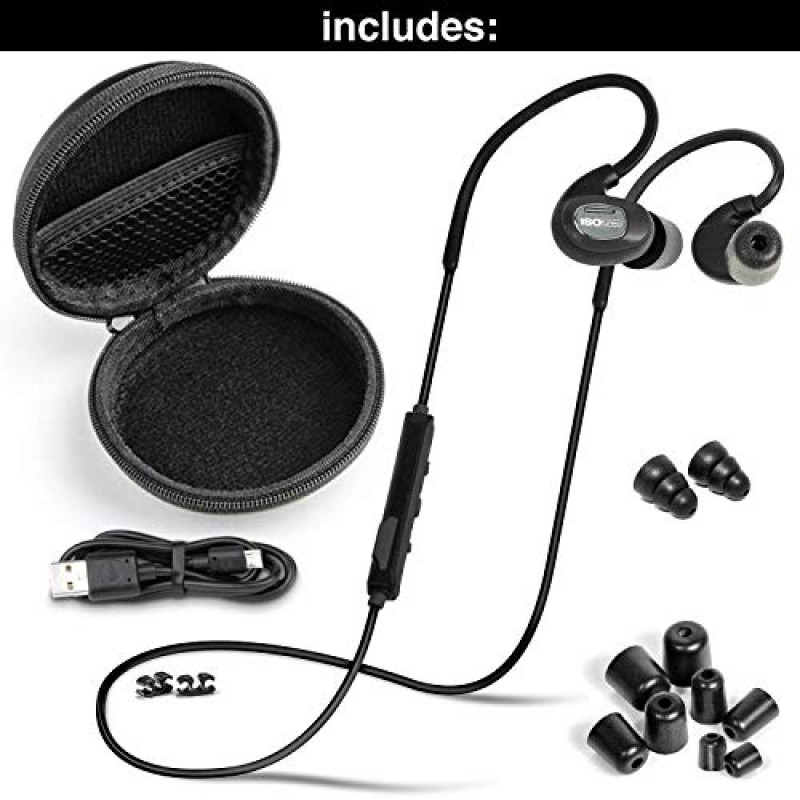 ISOtunes PRO Bluetooth 귀마개 헤드폰: 27dB 소음 감소 등급, 10시간 배터리, 소음 제거 마이크, OSHA 준수 Bluetooth 청력 보호 장치