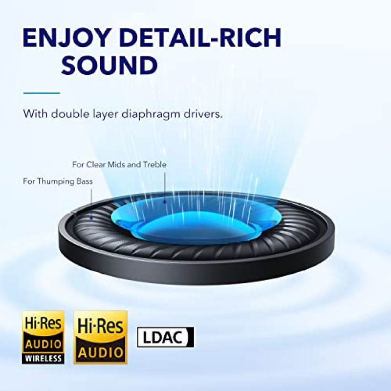 Soundcore Anker Space Q45 적응형 능동형 소음 차단 헤드폰, 블랙