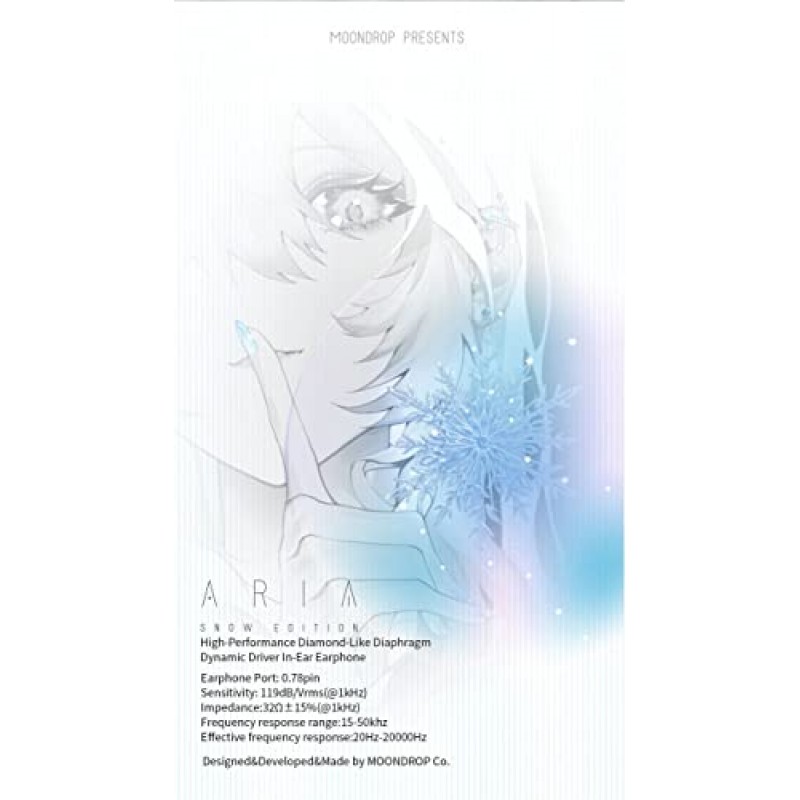 Moondrop Aria Snow Edition 유선 이어버드 고성능 다이아몬드형 다이어프램 ARIA SE 다이나믹 드라이버 0.78핀 이어폰형 이어폰