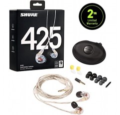 Shure SE425-CL 전문가용 소음 차단 이어폰 - 클리어 및 SE215 PRO 유선 이어버드 - 전문가용 소음 차단 이어폰, 선명한 사운드 및 깊은 베이스, 블루(SE215SPE)