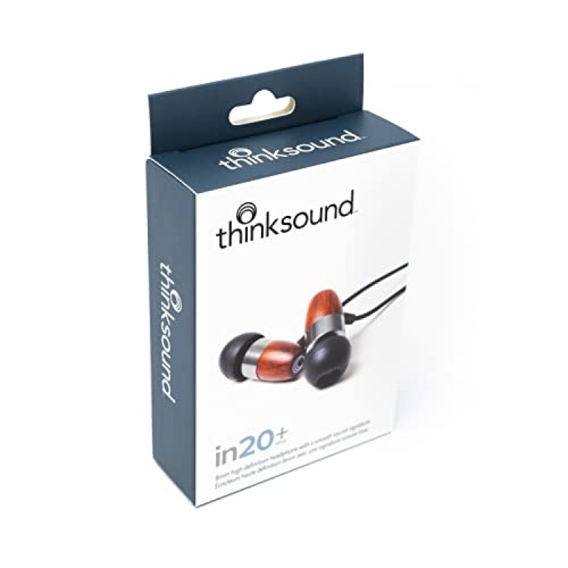 thinksound in20 유선 이어폰형 헤드폰(마이크 포함) - 지속 가능한 방식으로 수확된 목재로 제작 - 음악 애호가, 디지털 유목민, 원격 근무자, 통근자 및 체육관 중독자를 위해 제작되었습니다.