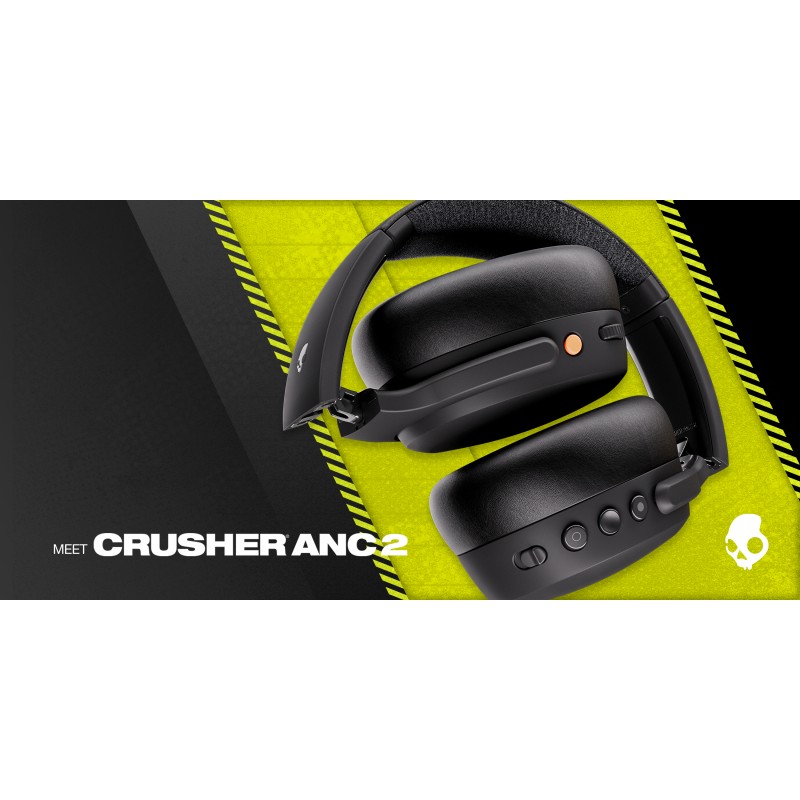 Skullcandy Crusher ANC 2 감각 저음을 갖춘 오버이어 소음 차단 무선 헤드폰, 50시간 배터리, Skull-iQ, Alexa 지원, 마이크, Bluetooth 장치와 작동 - 블랙