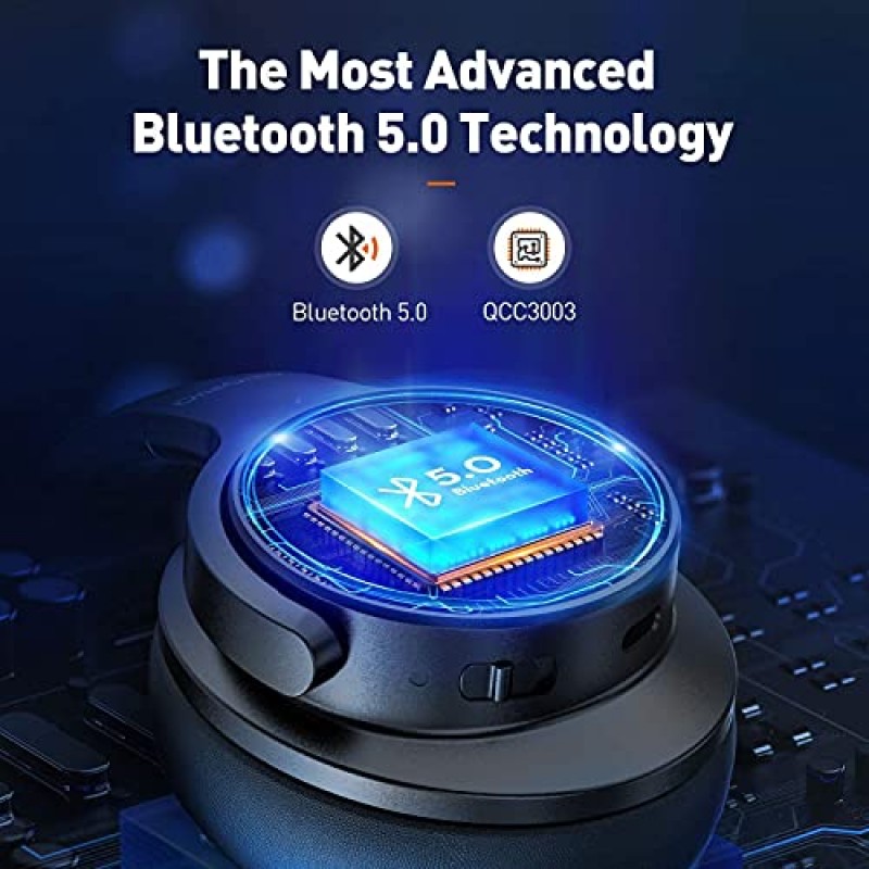 OneOdio 능동형 소음 차단 헤드폰, A30 무선 유선 헤드셋 Bluetooth 5.0 오버이어 헤드폰(마이크 포함), HI-FI 스테레오 딥 베이스 45H 여행 작업용 재생 시간-블랙