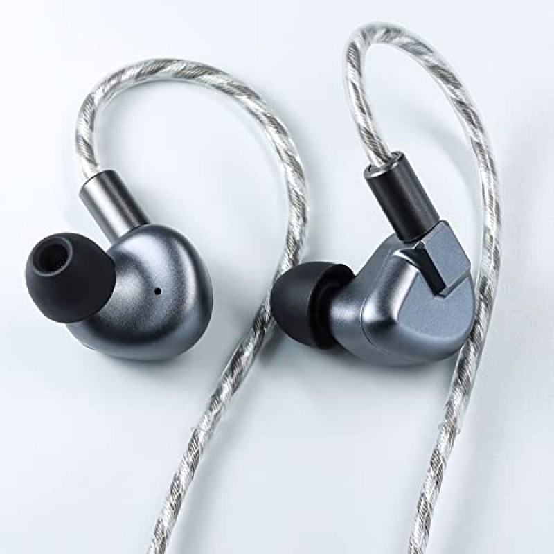 LETSHUOER S12 이어폰 모니터, 14.8mm 평면 자기 드라이버 HiFi IEM 이어폰(네뷸라 그레이, 4.4mm)