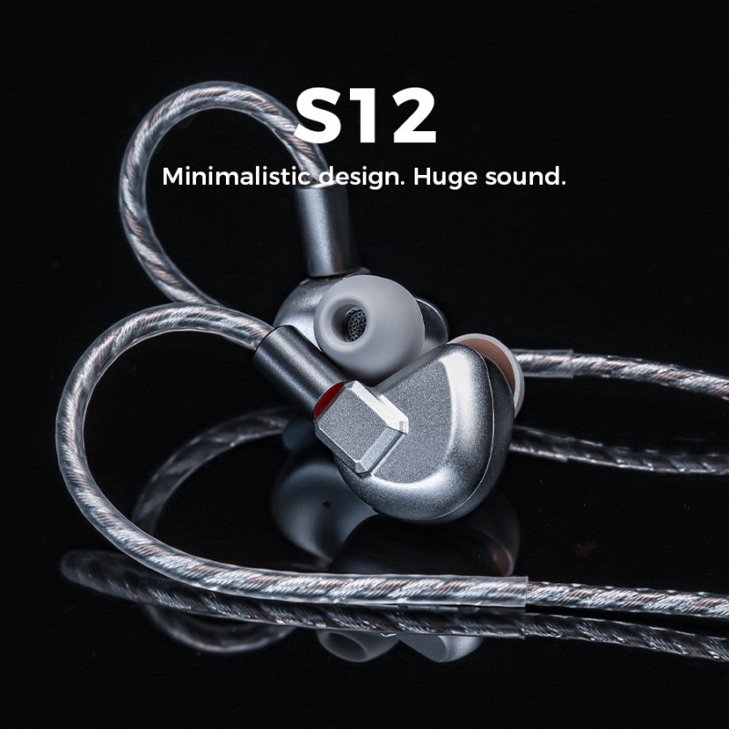 LETSHUOER S12 이어폰 모니터, 14.8mm 평면 자기 드라이버 HiFi IEM 이어폰(네뷸라 그레이, 4.4mm)