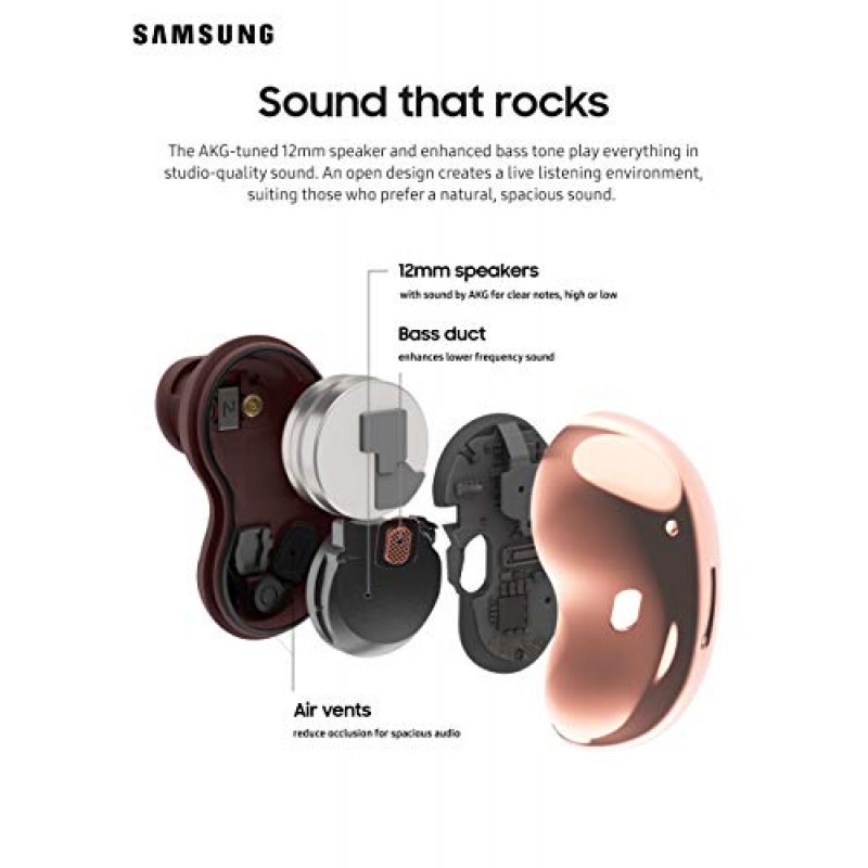 SAMSUNG Galaxy Buds Live True Wireless Bluetooth Earbuds with Active Noise Cancelling, 충전 케이스, AKG 튜닝 12mm 스피커, 긴 배터리 수명, 미국 버전, 미스틱 화이트